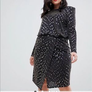 Plus size party dress with sequins and slit